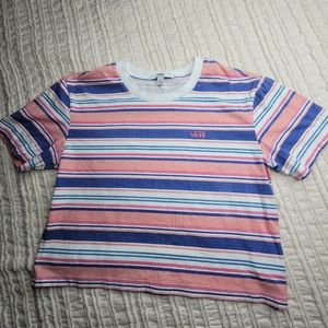 VANS, WOMEN'S WAZZY STRIPE TOP (CORAL) Small